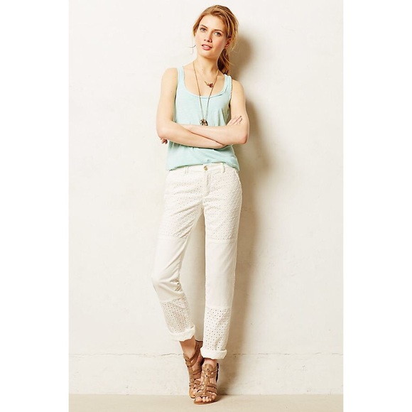 Anthropologie Pants - Anthropologie White Pilcro Hyphen Eyelet Chino